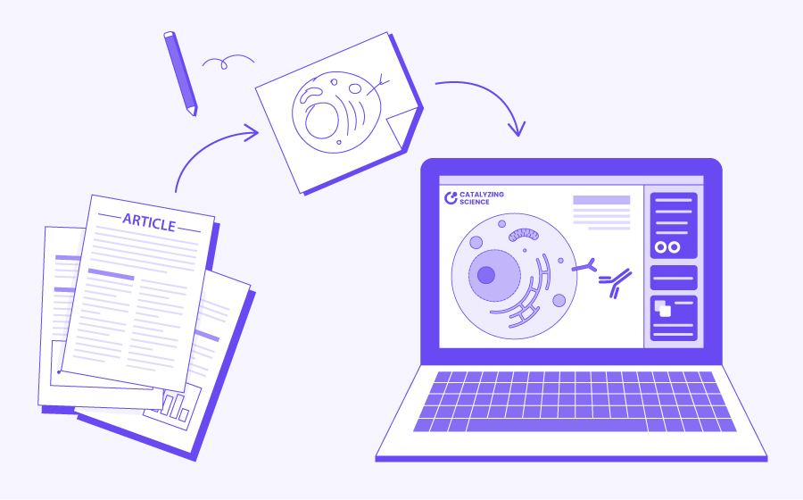 Illustration showing the steps involved in creating a graphic abstract from a research article