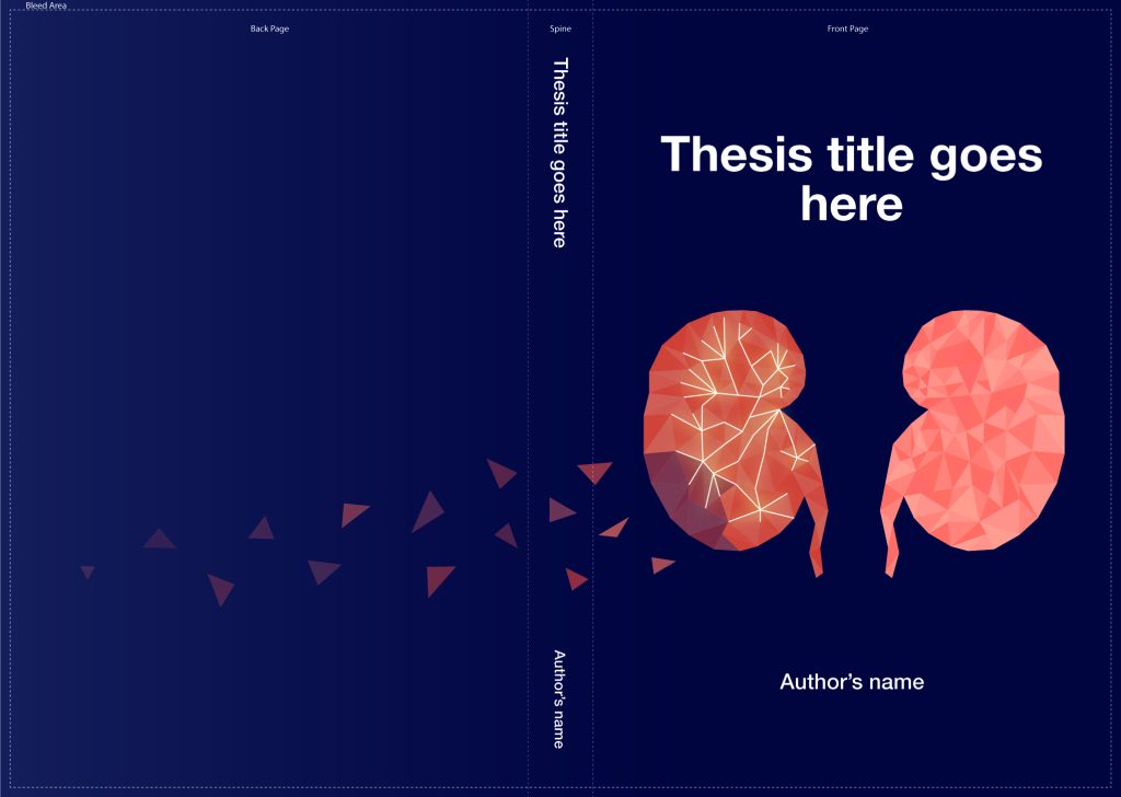 Thesis cover design in a polygonal vector minimalist style to represent the microvascular inflammation in kidney transplant rejection