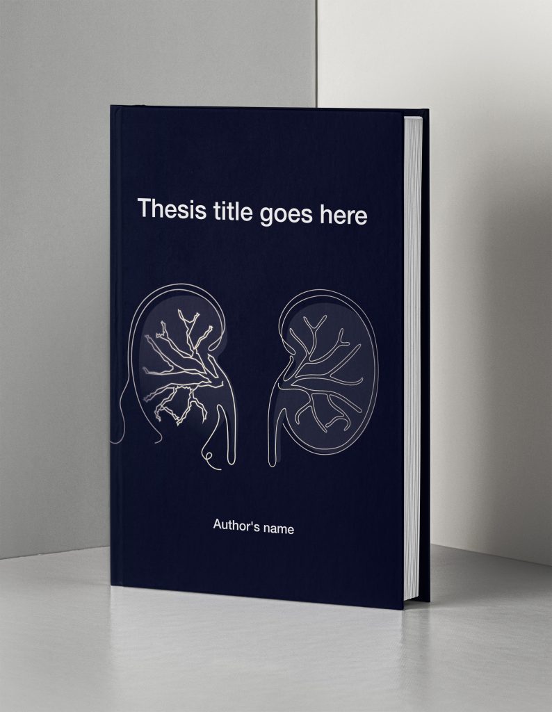 Thesis cover design in a polygonal vector minimalist style to represent the microvascular inflammation in kidney transplant rejection