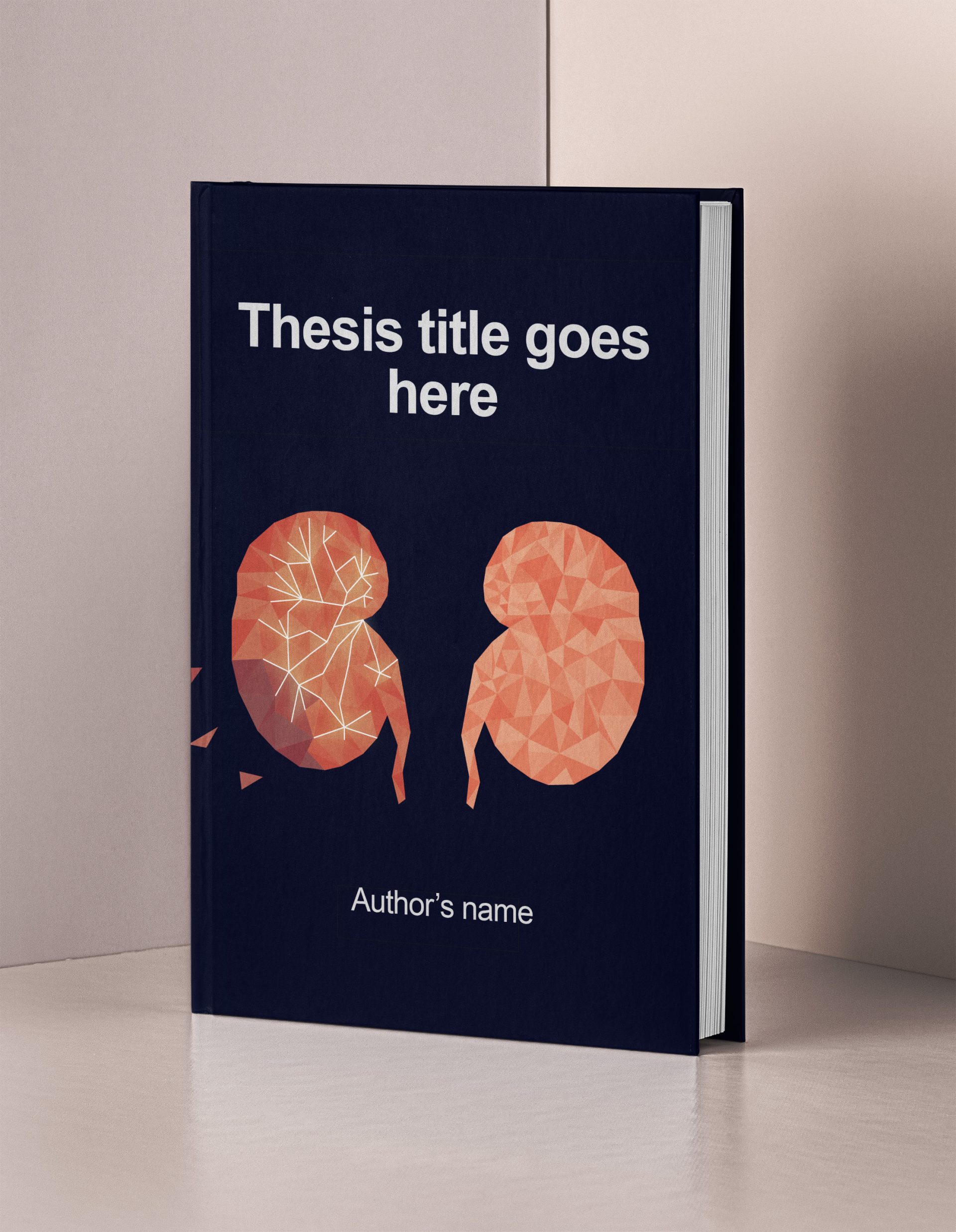 Thesis cover design in a polygonal vector minimalist style to represent the microvascular inflammation in kidney transplant rejection